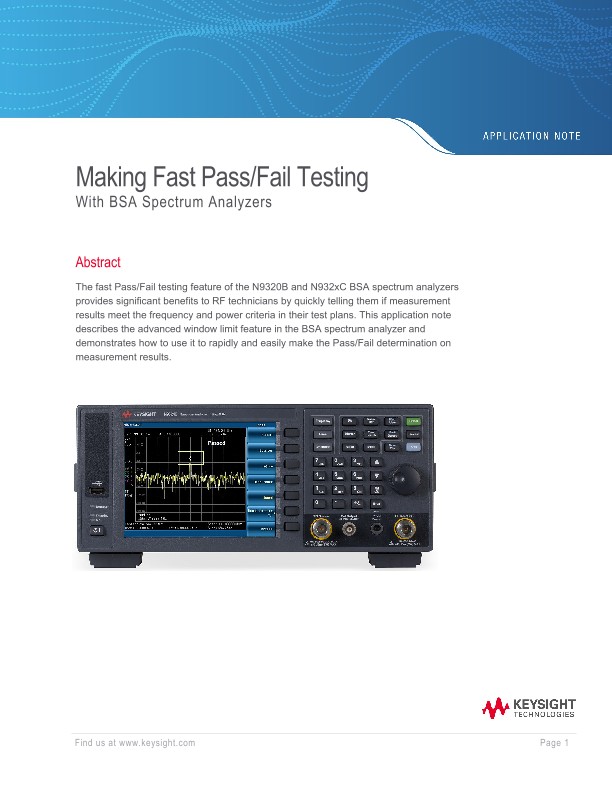 Making Fast Pass/Fail Testing With BSA Spectrum Analyzers