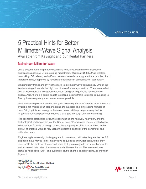 5 Practical Hints for Better Millimeter-Wave Signal Analysis