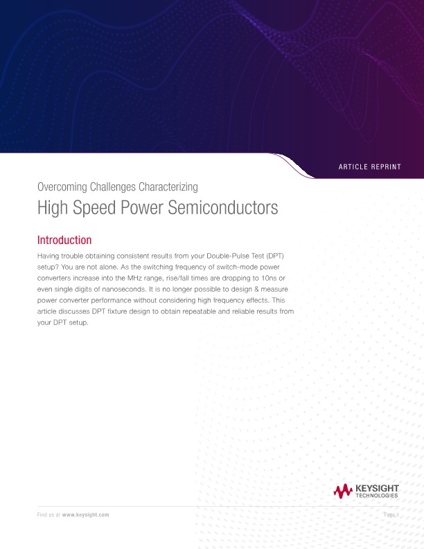 Overcoming Challenges Characterizing High Speed Power Semiconductors