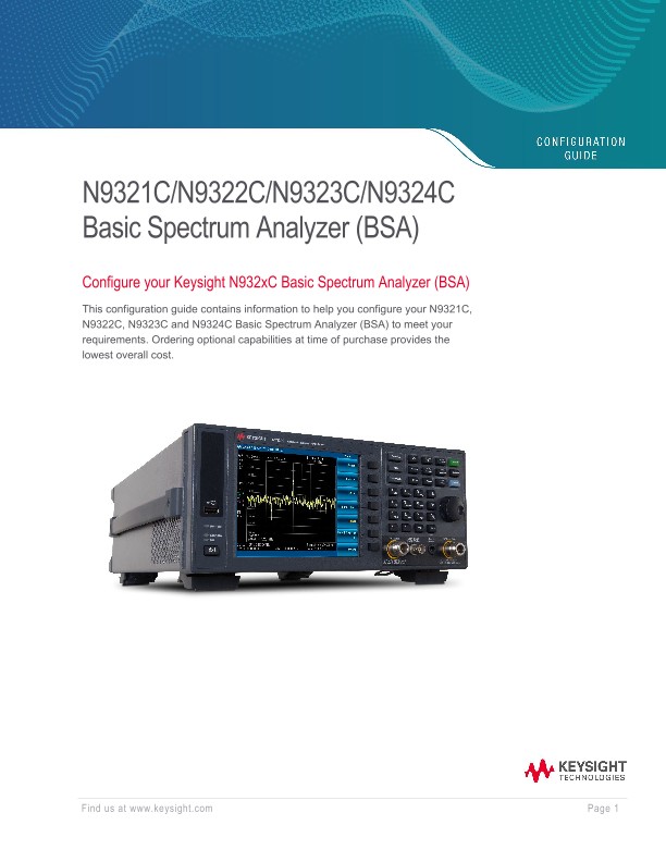 N9321C/N9322C/N9323C/N9324C Basic Spectrum Analyzer (BSA)