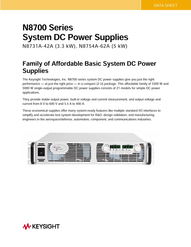 N8700 Series System DC Power Supplies