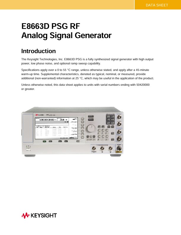 E8663D PSG RF Analog Signal Generator