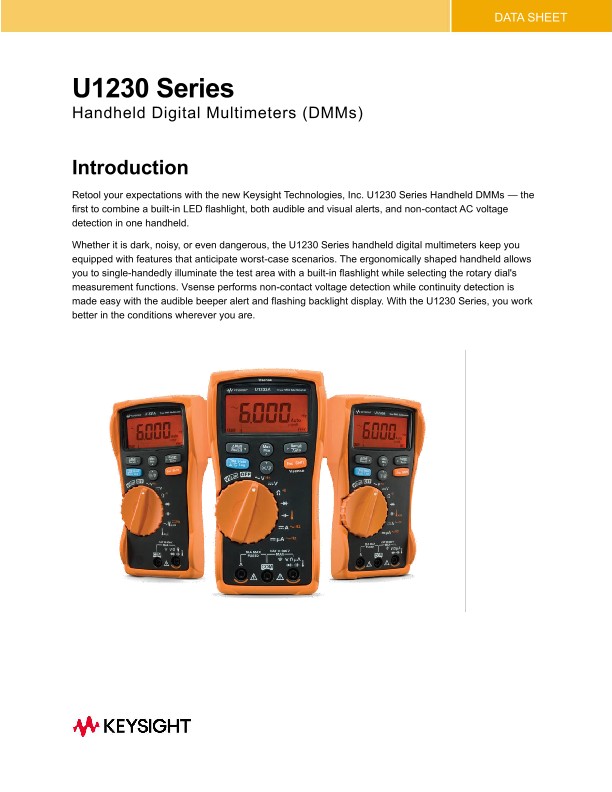 U1230 Series Handheld Digital Multimeters