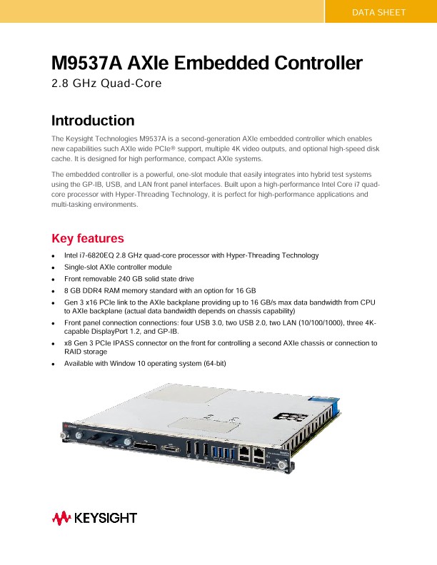 M9537A AXIe Embedded Controller