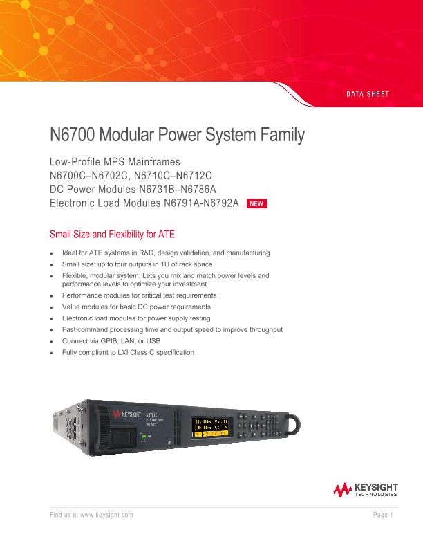 N6700 Modular Power System Family