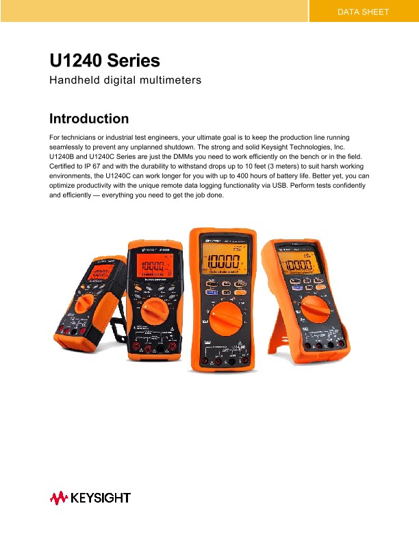 U1240C Series Handheld Digital Multimeters