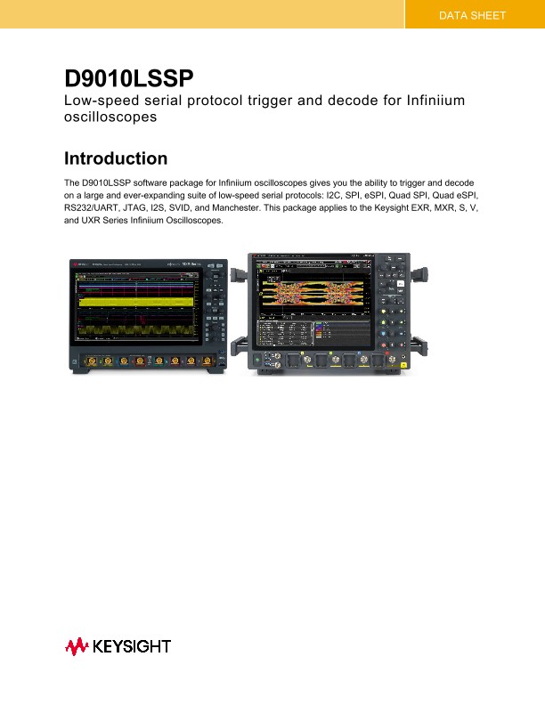 D9010LSSP Low Speed Serial Protocol Trigger and Decode