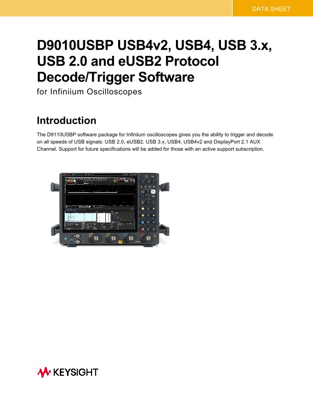 D9010USBP USB 2.0, eUSB2, USB 3.x, USB4 Protocol Trigger and Decode