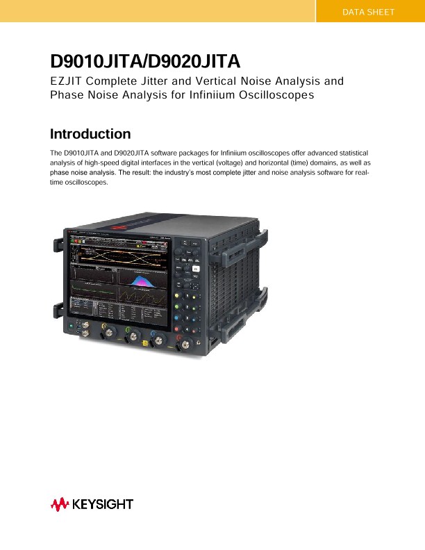 D9010JITA/D9020JITA EZJIT Complete Jitter and Vertical Noise Analysis and Phase Noise Analysis for Infiniium Oscilloscopes