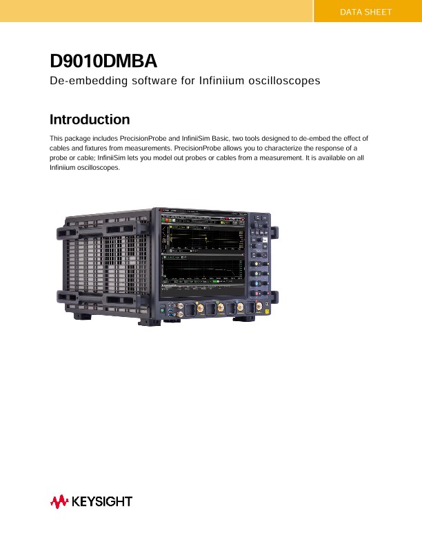 D9110DMBA De-embedding Software for Infiniium Oscilloscopes