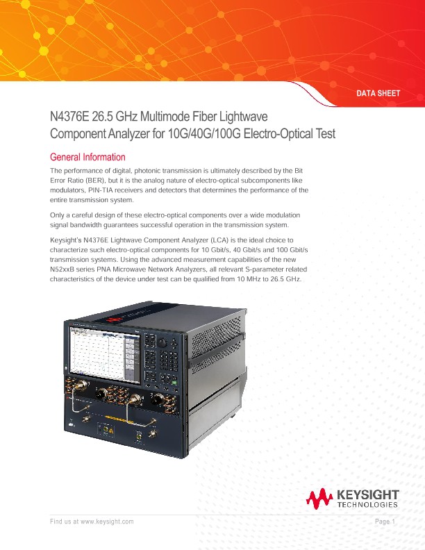 26.5 GHz Multimode Fiber Lightwave Component Analyzer