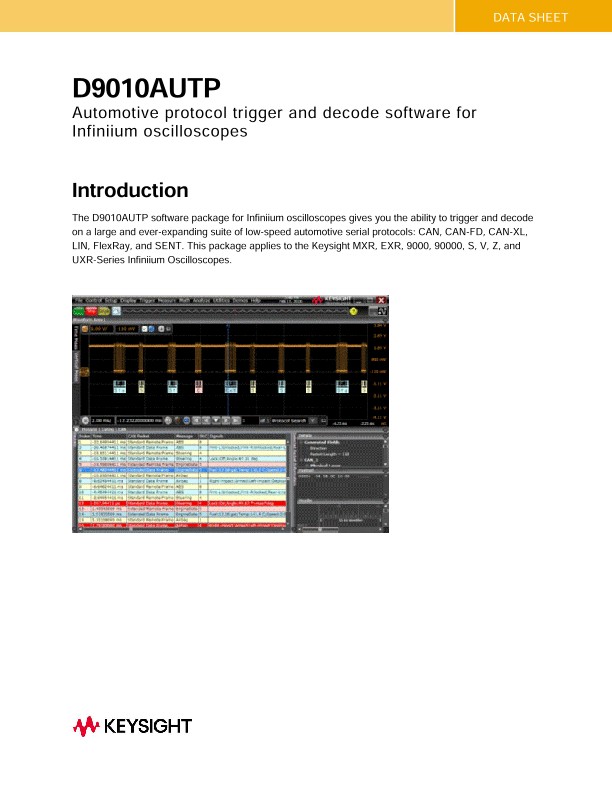 D9110AUTP Automotive Protocol Trigger and Decode