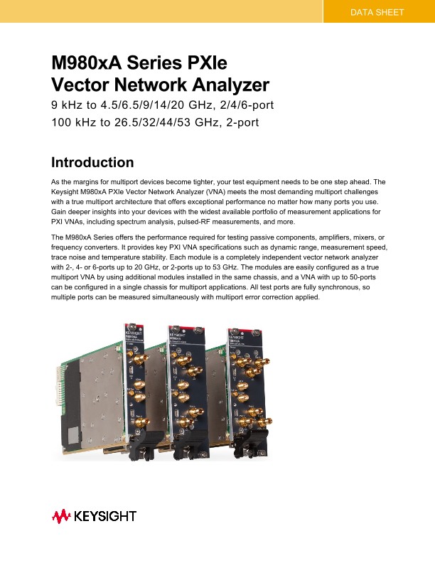 M980xA Series PXIe Vector Network Analyzer