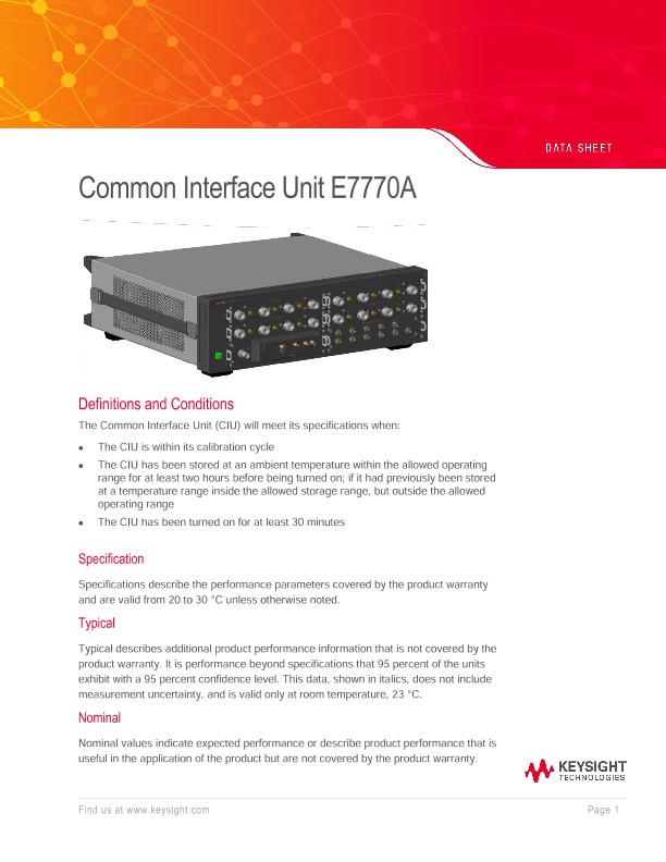 Common Interface Unit E7770A