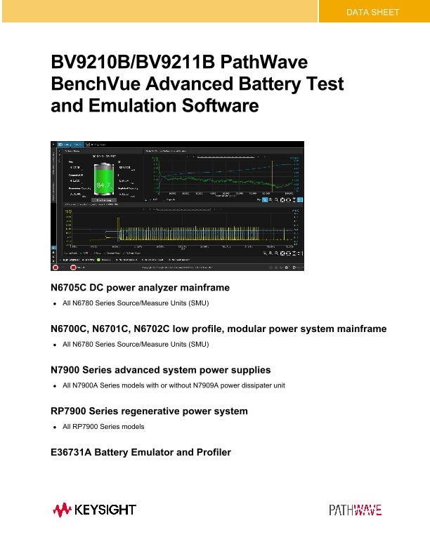 BV9210B PathWave BenchVue Advanced Battery Test and Emulation Software