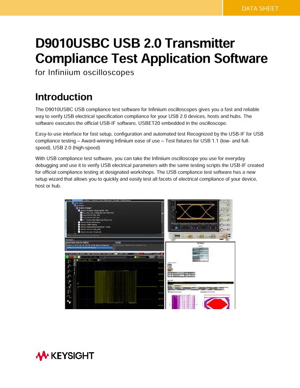 D9010USBC USB 2.0 Transmitter Compliance Test Application Software