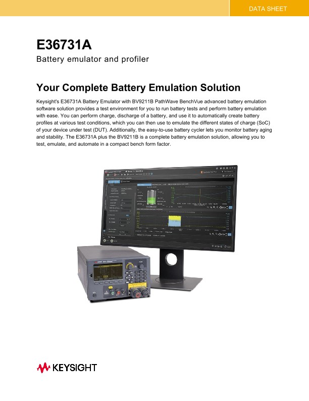 E36731A Battery emulator and profiler