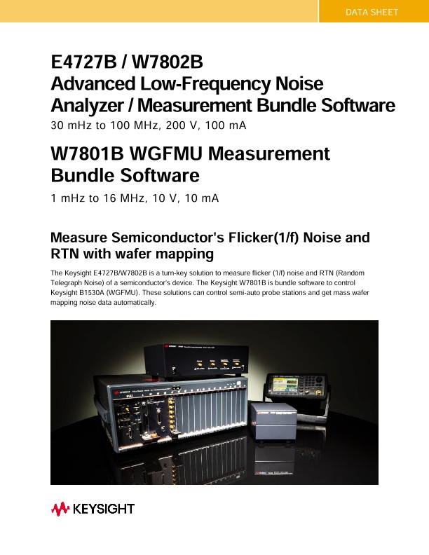 E4727B/W7802B Advanced Low-Frequency Noise Analyzer/Measurement Bundle Software