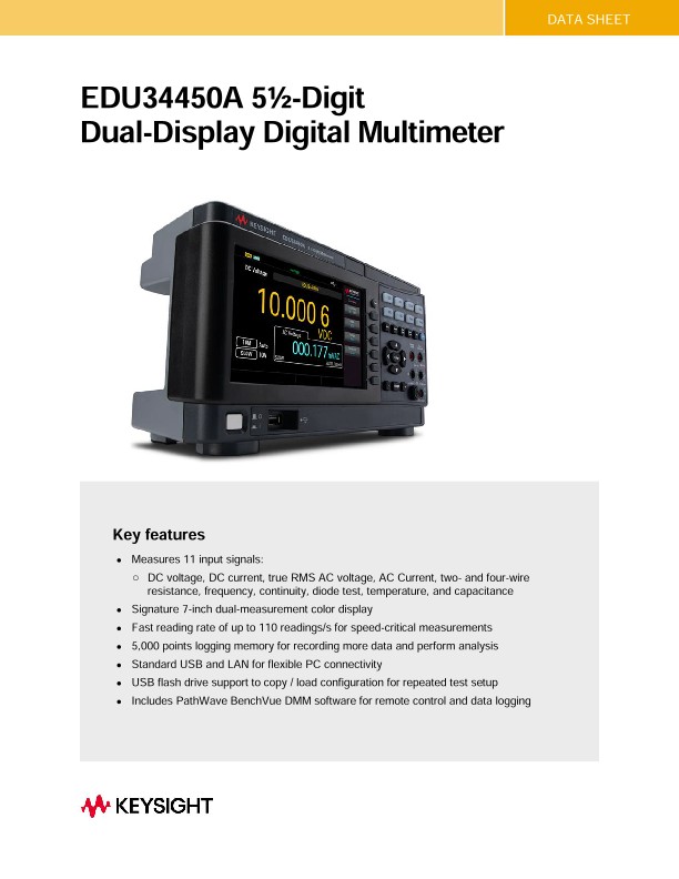 EDU34450A 5½-Digit Dual-Display Digital Multimeter