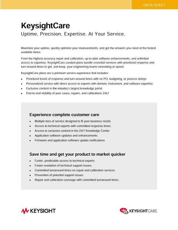 KeysightCare Uptime, Precision, Expertise. At Your Service.