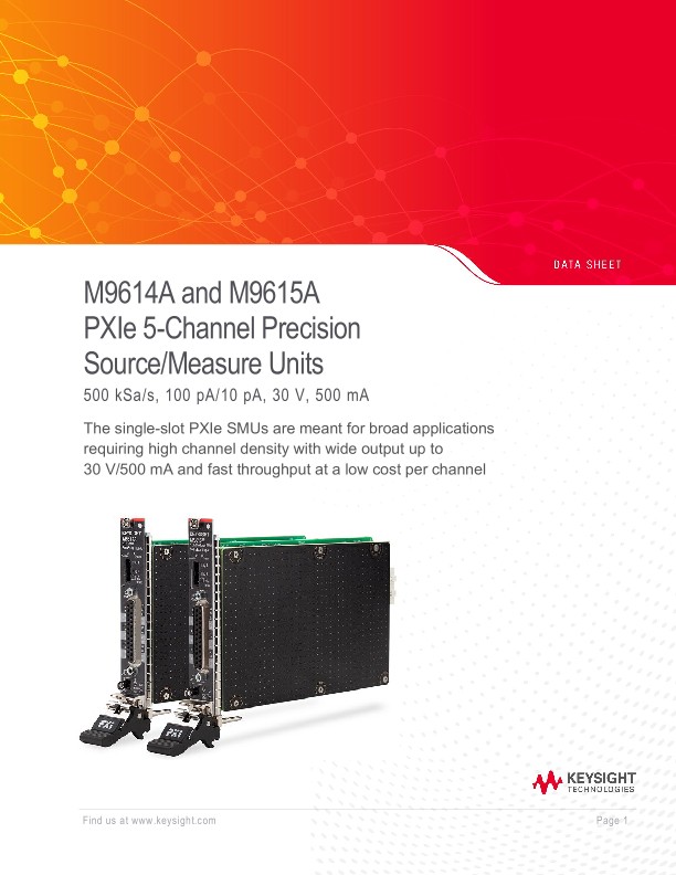 M9614 and M9615A PXIe 5-Channel Precision Source/Measure Units