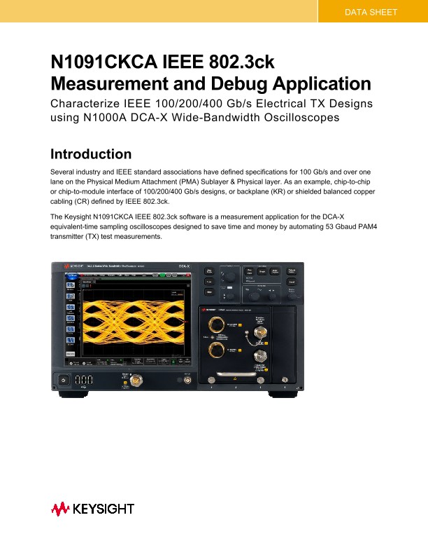 N1091CKCA IEEE 802.3ck Measurement and Debug Application