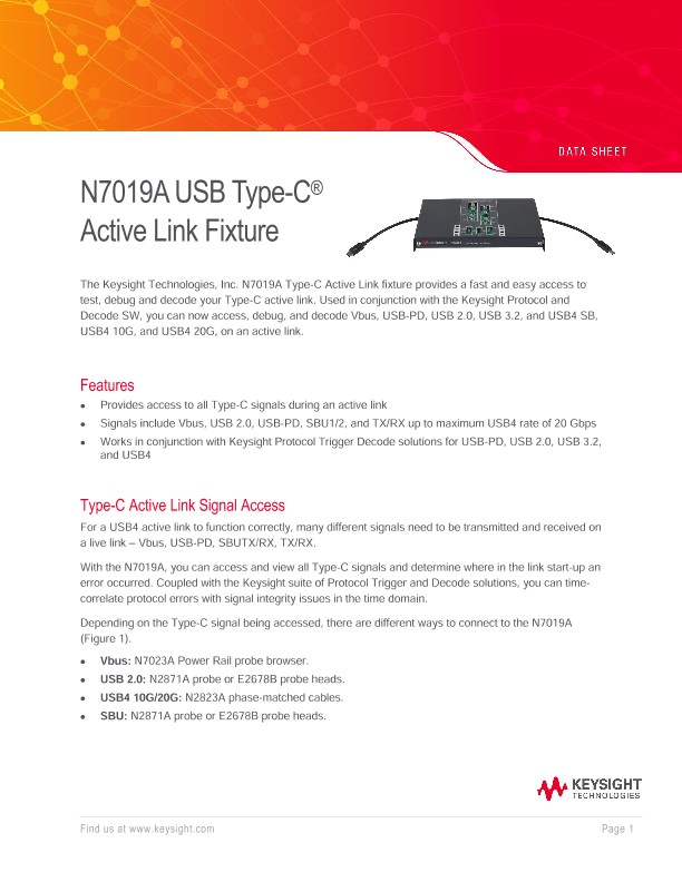 N7019A USB Type-C Active Link Fixture