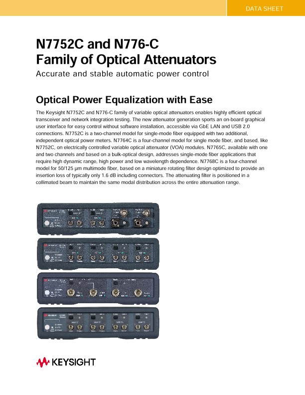 N7752C and N776-C Family of Variable Optical Attenuators