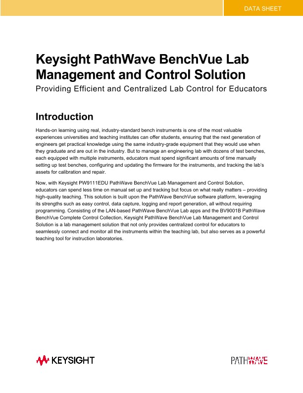 PW9111EDU PathWave BenchVue Lab Management and Control Solution