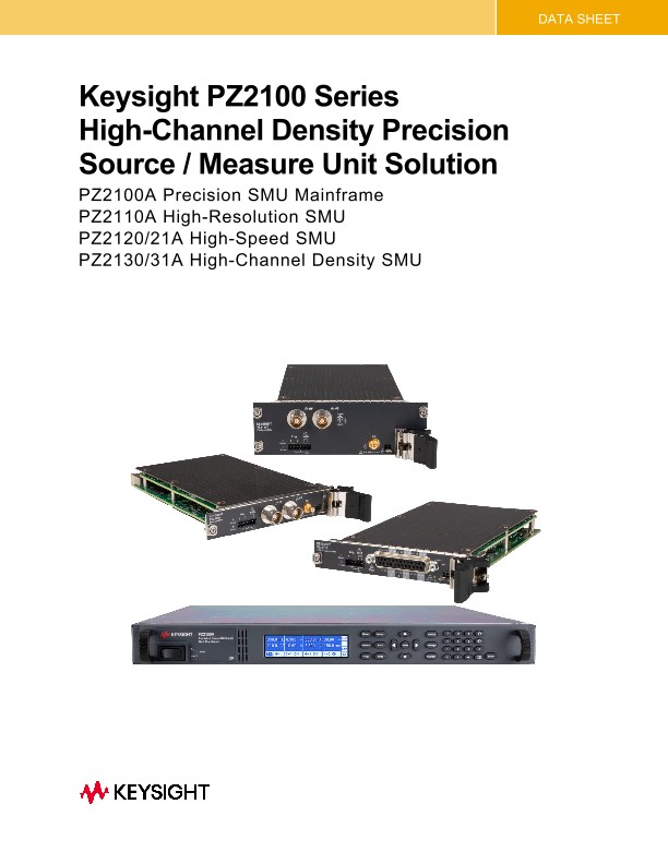 Keysight PZ2100 Series High-Channel Density Precision Source / Measure Unit Solution