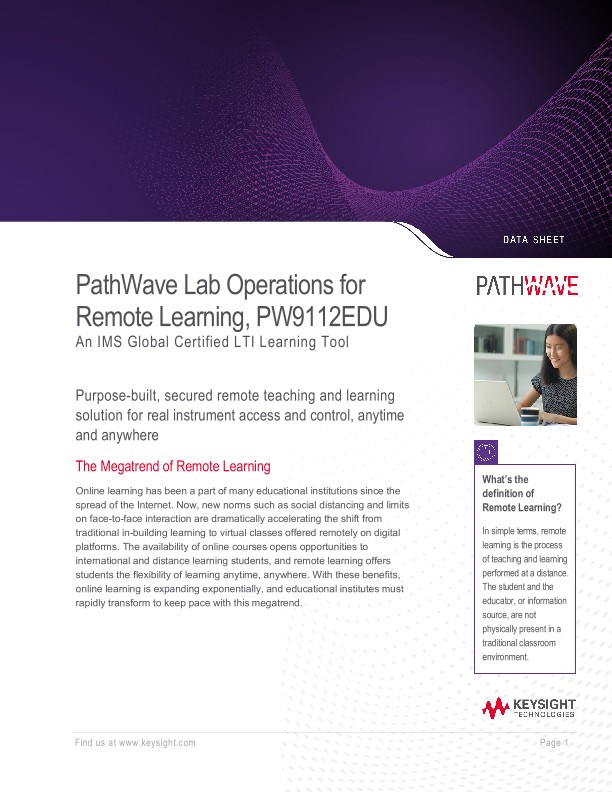 PathWave Lab Operations for Remote Learning, PW9112EDU