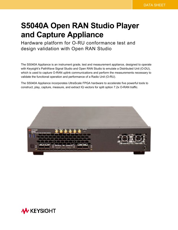 S5040A Open RAN Studio Player and Capture Appliance