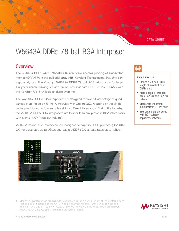 W5643A DDR5 78-ball BGA Interposer