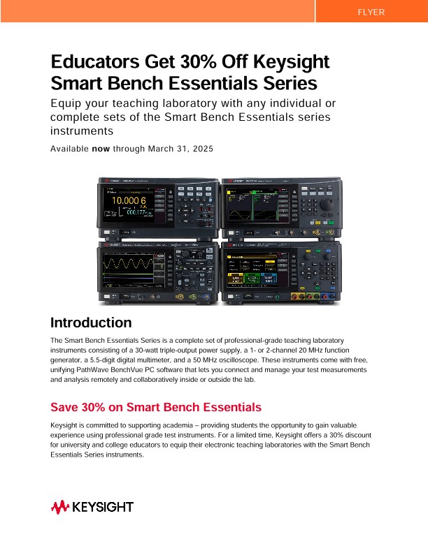 Educators Get 30% Off Keysight Smart Bench Essentials Series