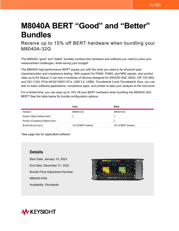 M8040A BERT “Good” and “Better” Bundles