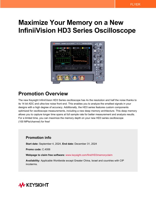 Maximize Your Memory on a New InfiniiVision HD3 Series Oscilloscope