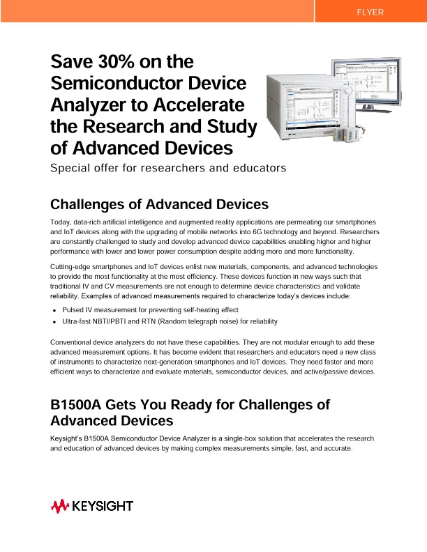 Save 30% on the Semiconductor Device Analyzer to Accelerate the Research and Study of Advanced Devices