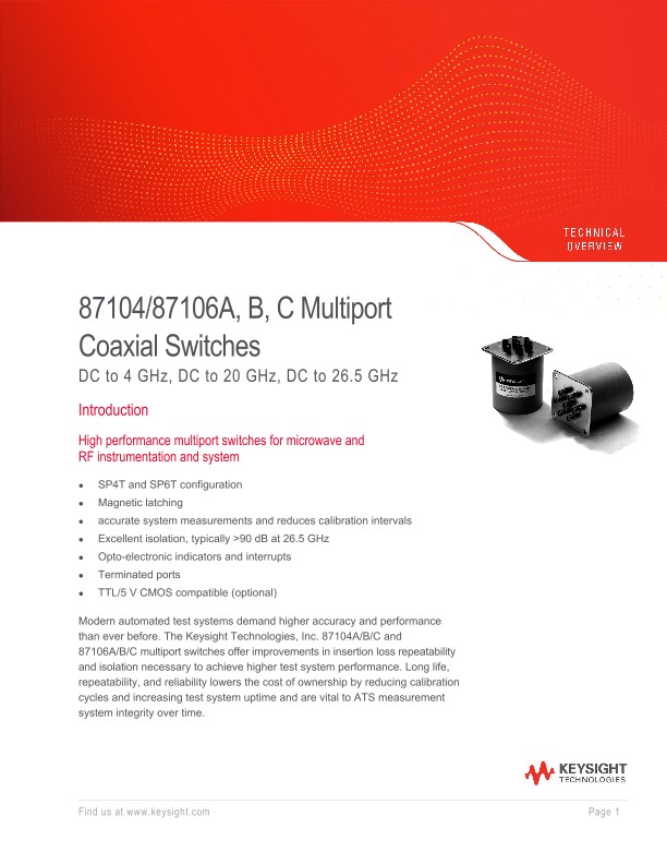 87104/87106A, B, C Multiport Coaxial Switches