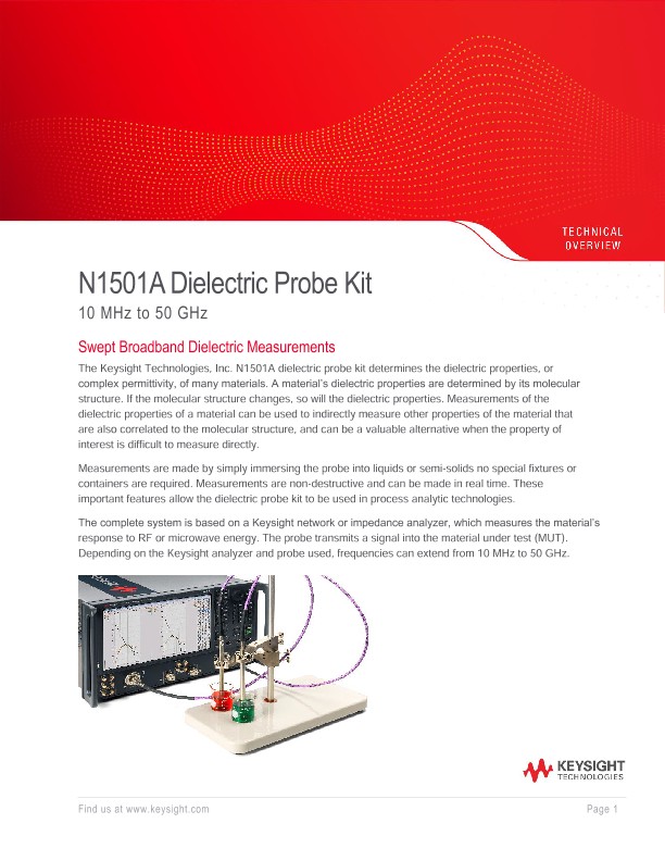 N1501A Dielectric Probe Kit 10 MHz to 50 GHz