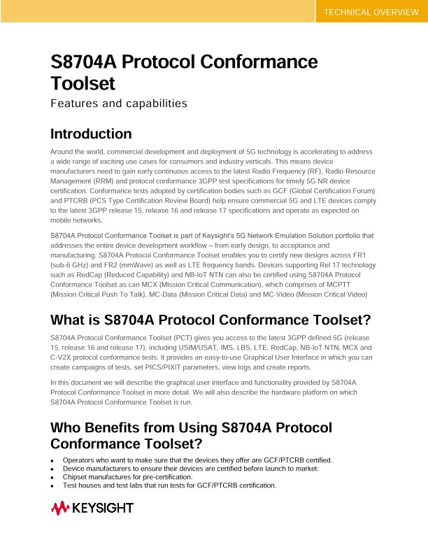 S8704A Protocol Conformance Toolset