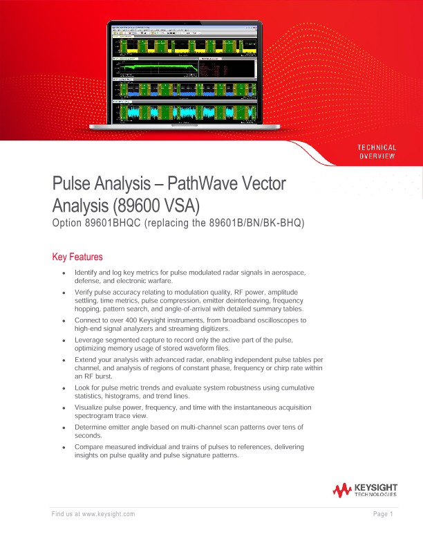 Pulse Analysis – PathWave Vector Analysis (89600 VSA)