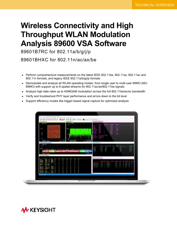 Wireless Connectivity and High Throughput WLAN Modulation Analysis 89600 VSA Software