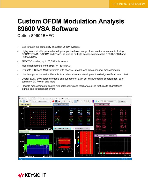 Custom OFDM Modulation Analysis 89600 VSA Software Option 89601BHFC