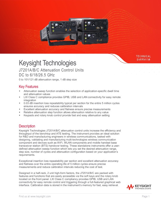 J7201A/B/C Attenuation Control Units DC to 6/18/26.5 GHz