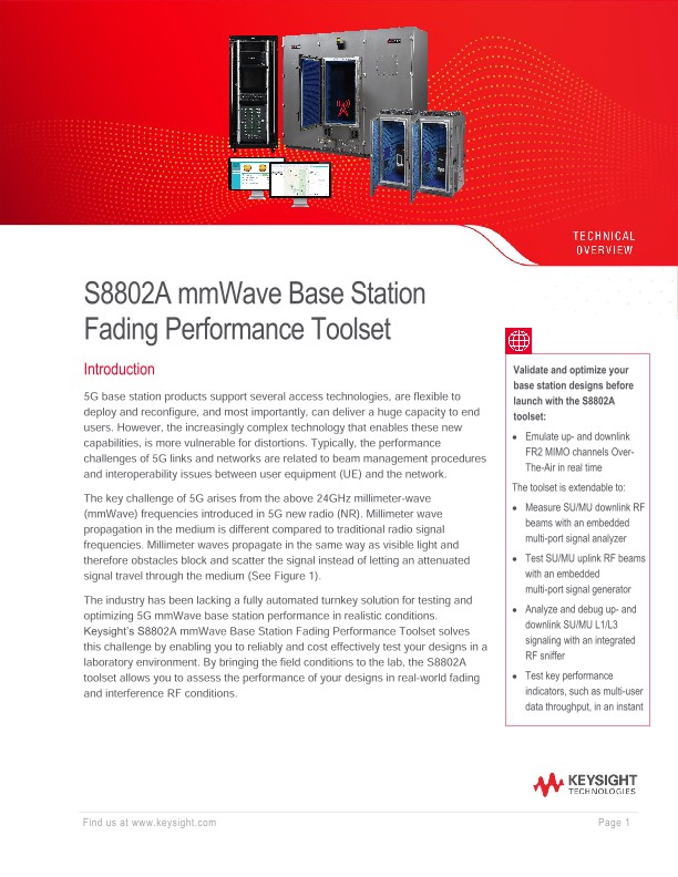 S8802A mmWave Base Station Fading Performance Toolset