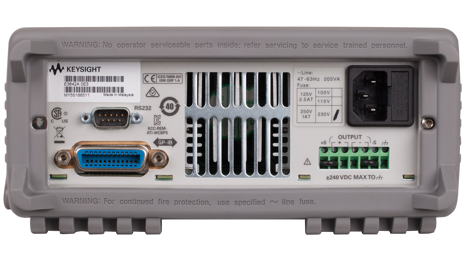 E3640 Series Bench Power Supply - Rear panel