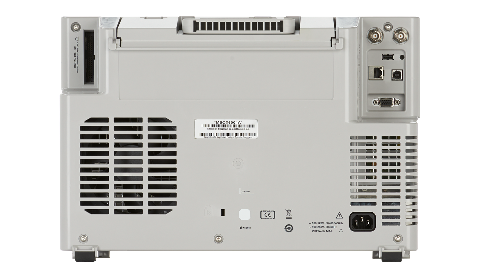 Back side of Keysight InfiniiVision 6000 X-Series Oscilloscope