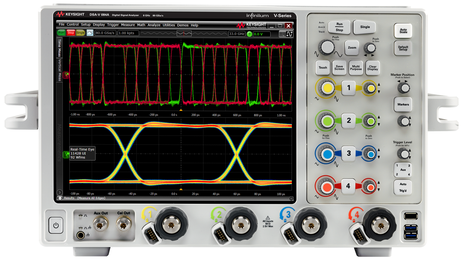 Front view of Infiniium V-Series High-Performance Real-Time Oscilloscope