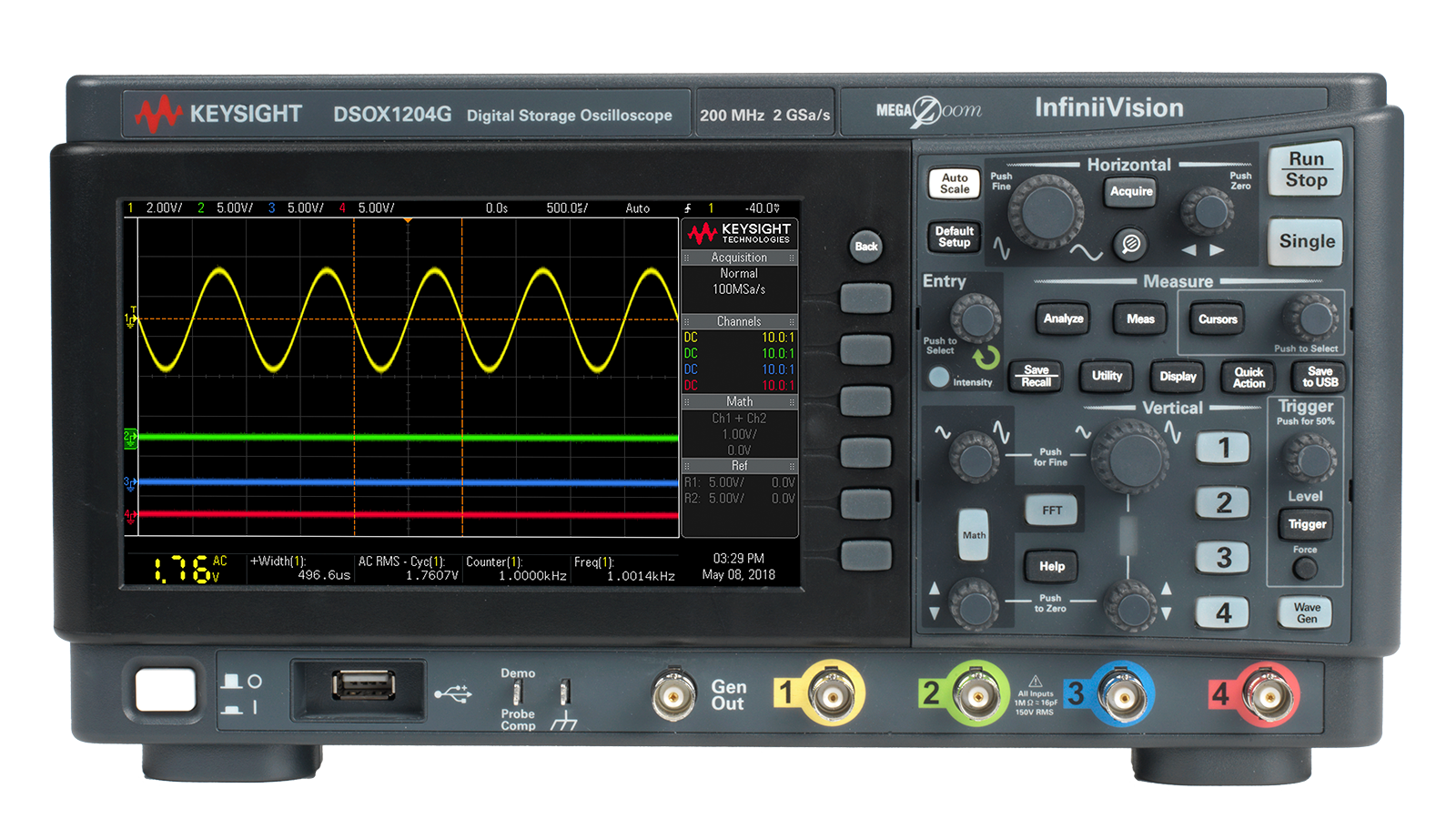 Front side of Keysight InfiniiVision 1000 X-Series Oscilloscope