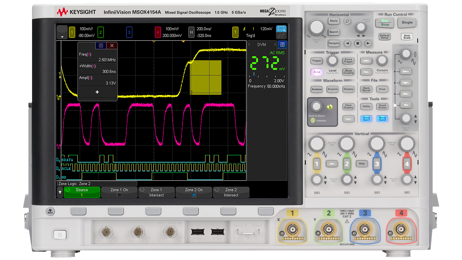 Front side of Keysight InfiniiVision 4000 X-Series Oscilloscope